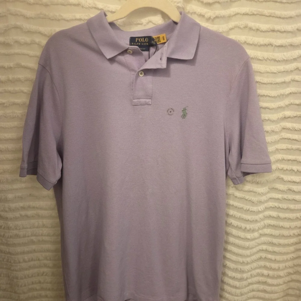 Polo Ralph Lauren Polo Shirt Medium Classic Fit Purple w/Mint Green Pony